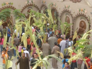 Concluding our trip was the celebration of Palm Sunday at the church in Saragna. Here, in defiance of the priest's decision to cancel the street parade, Coptic youth go out the gate as opposed to into the service. Please read that article for further context, but fortunately, no trouble occurred. 
